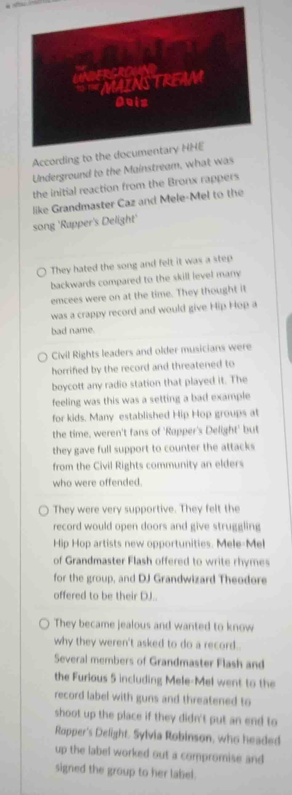 according to the documentary the underground to the mainstream, what wa…