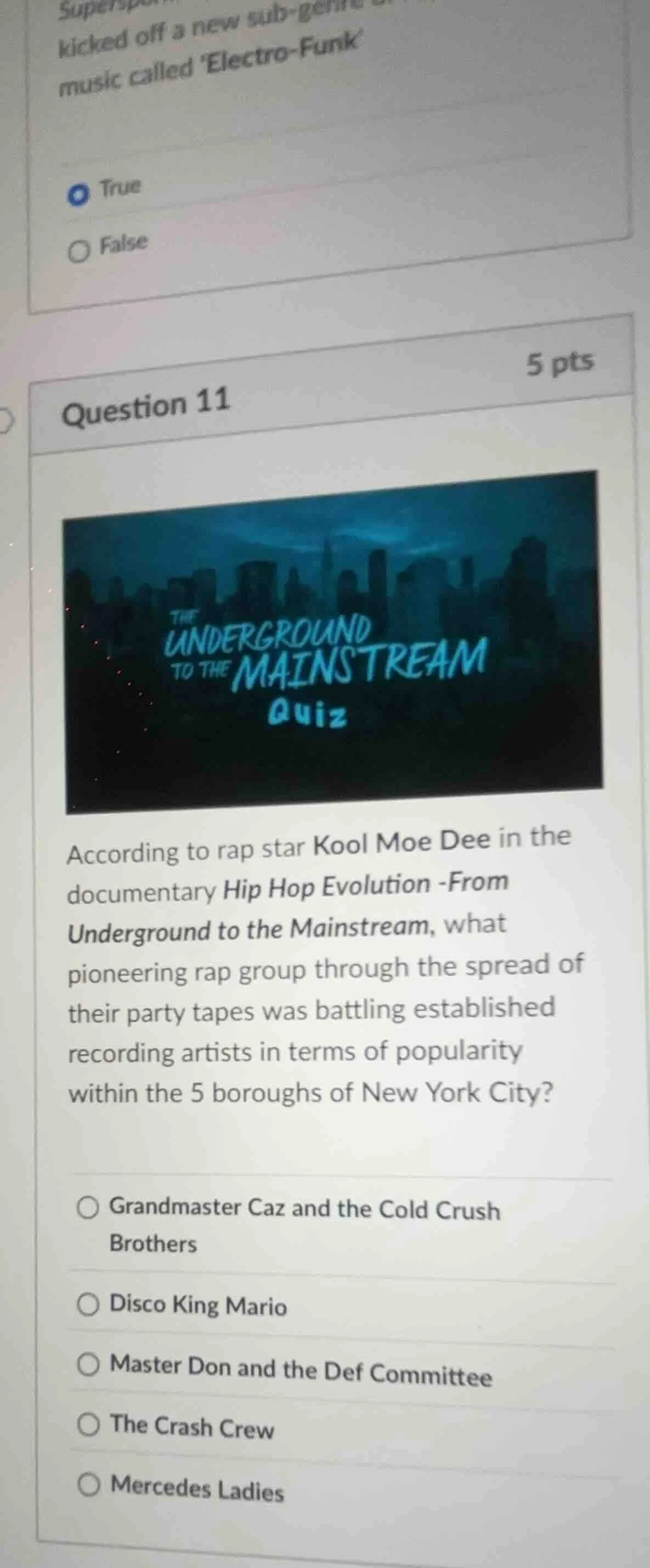 question 11 according to rap star kool moe dee in the documentary hip h…