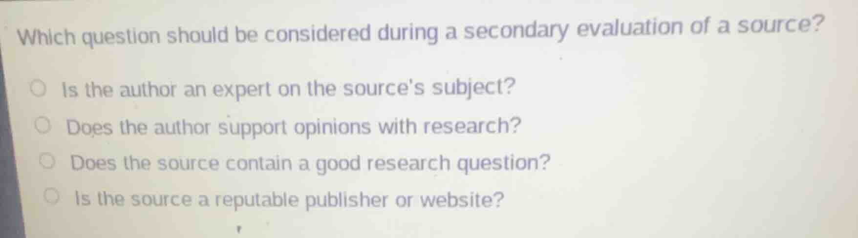 which question should be considered during a secondary evaluation of a …