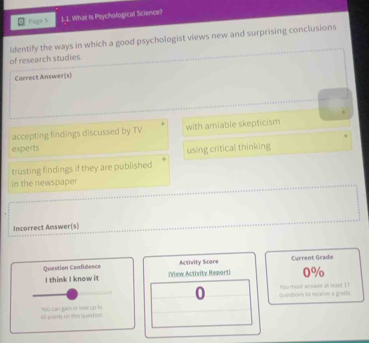 1.1. what is psychological science? identify the ways in which a good p…