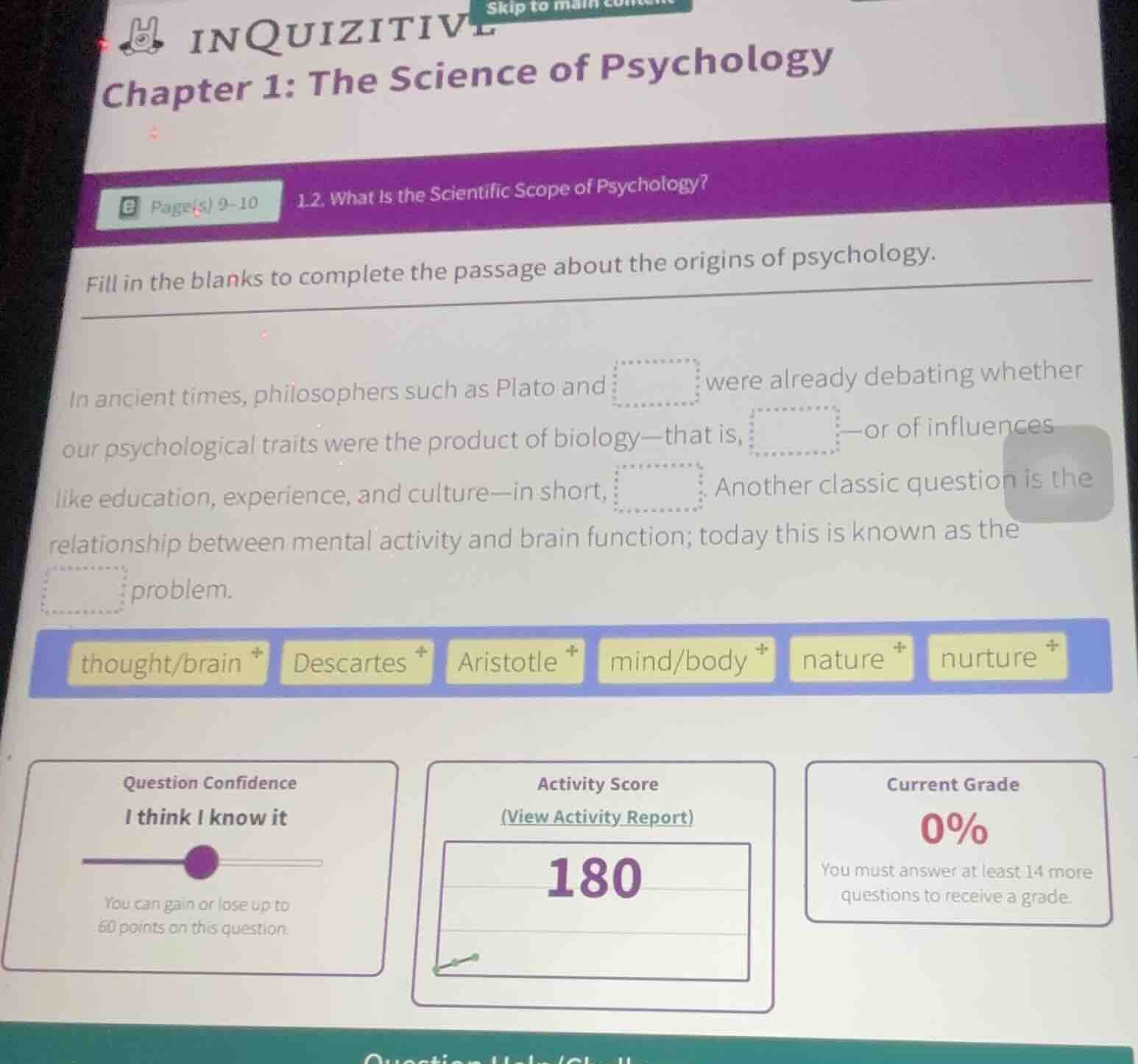 inquizitive chapter 1: the science of psychology page(s) 9-10 1.2 what …