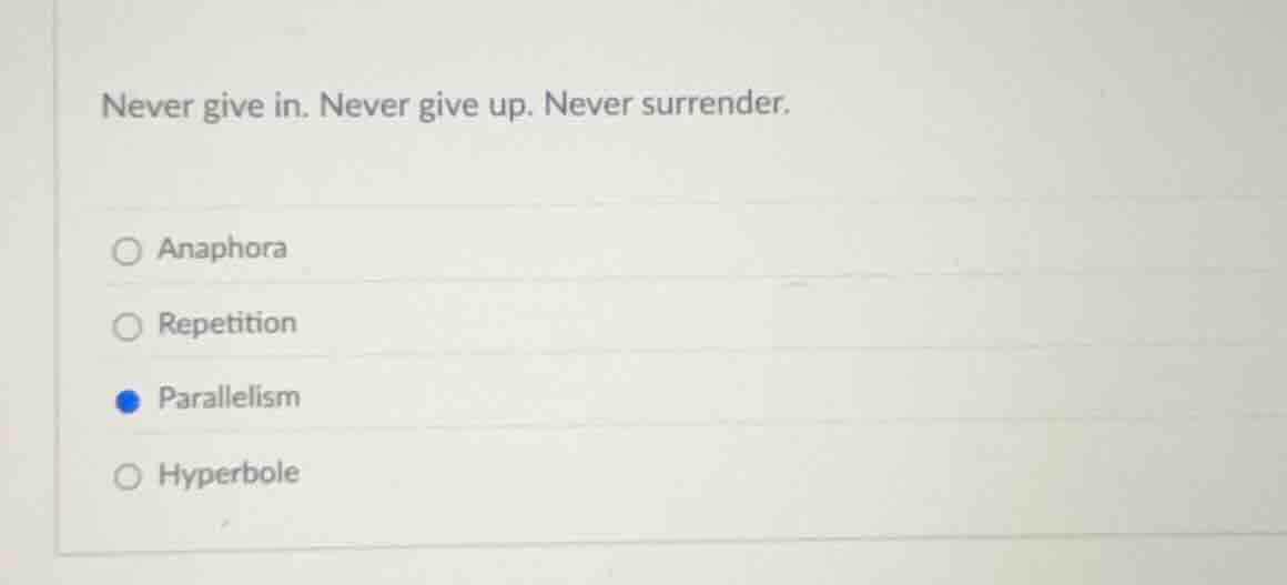 never give in. never give up. never surrender. anaphora repetition para…