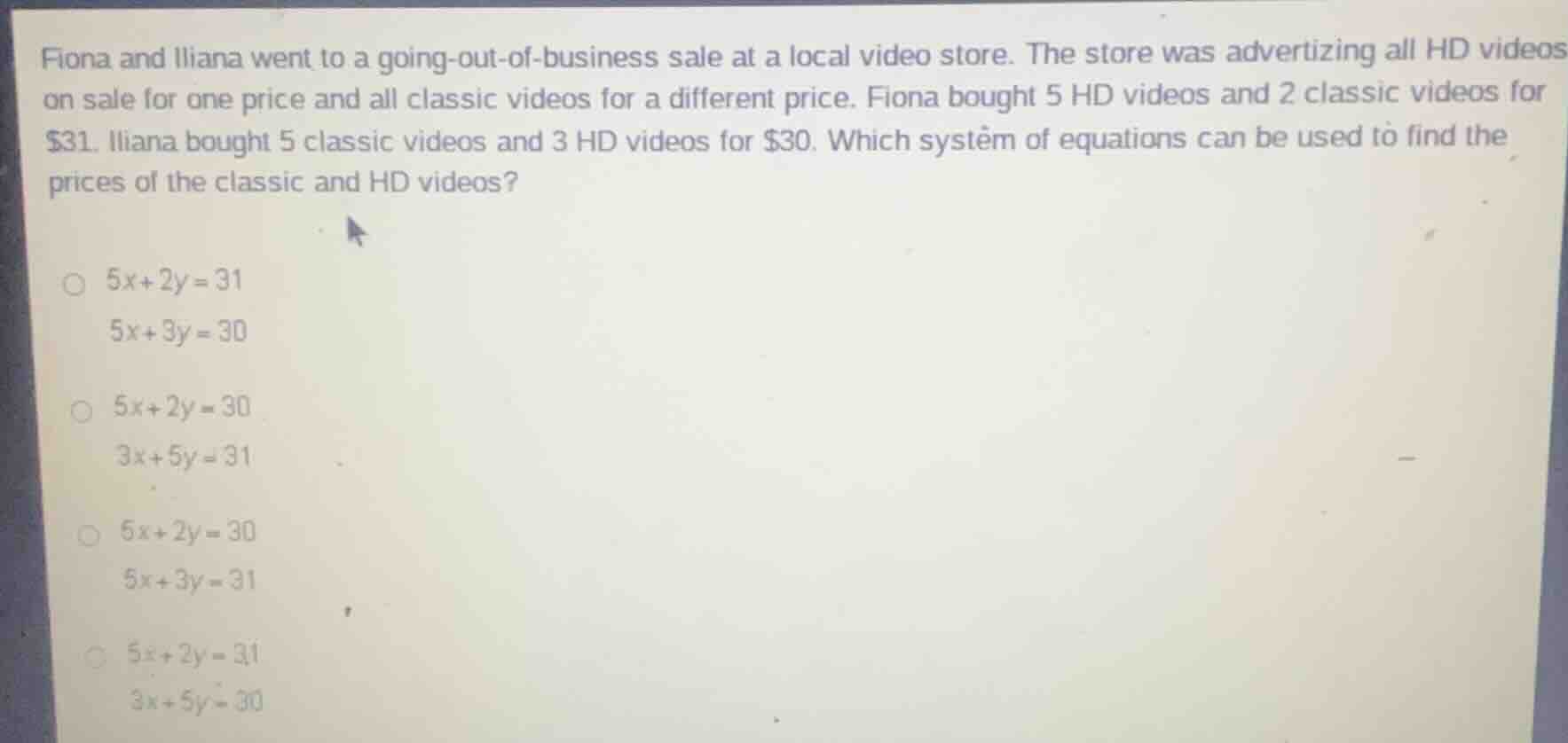 fiona and iliana went to a going - out - of - business sale at a local …