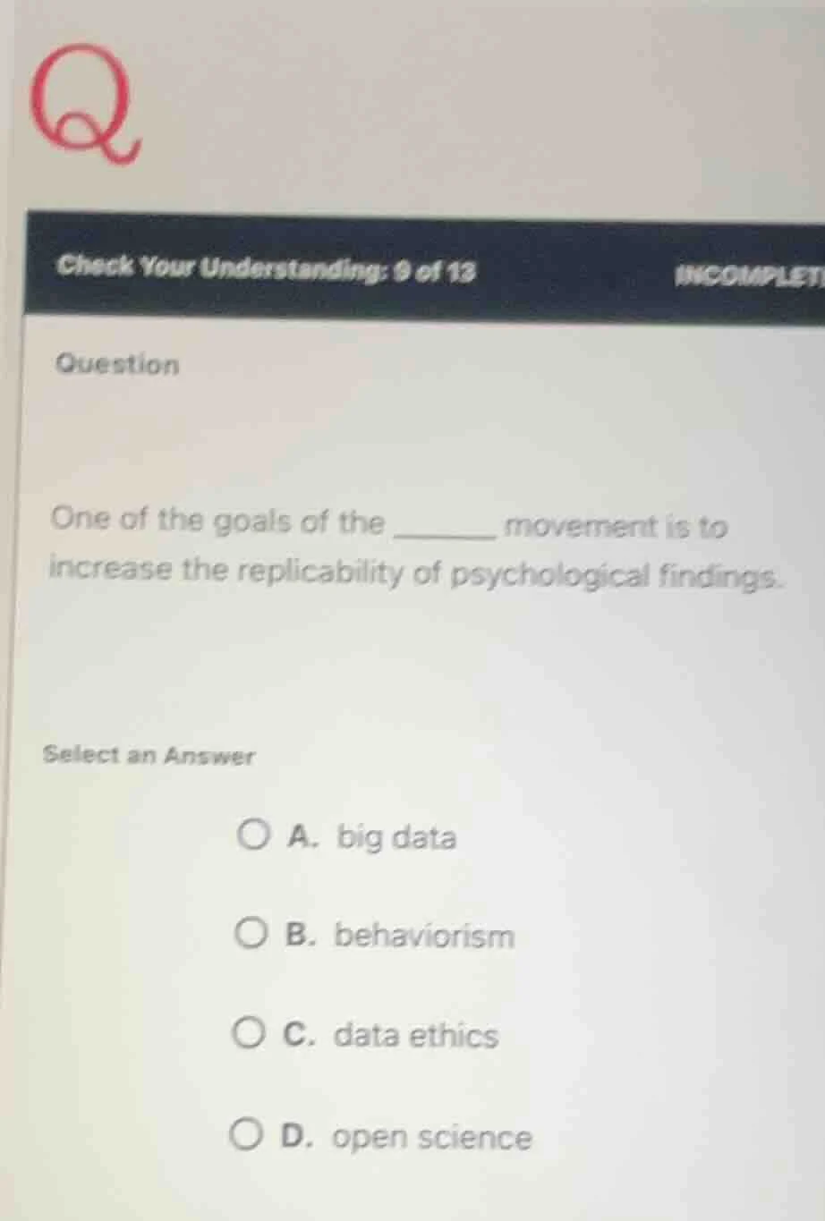 check your understanding: 9 of 13 incomplet question one of the goals o…
