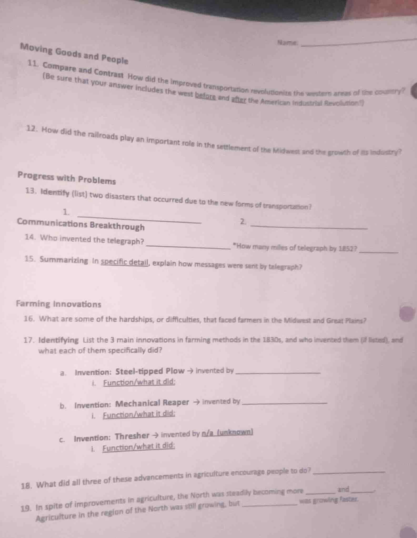 moving goods and people 11. compare and contrast how did the improved t…