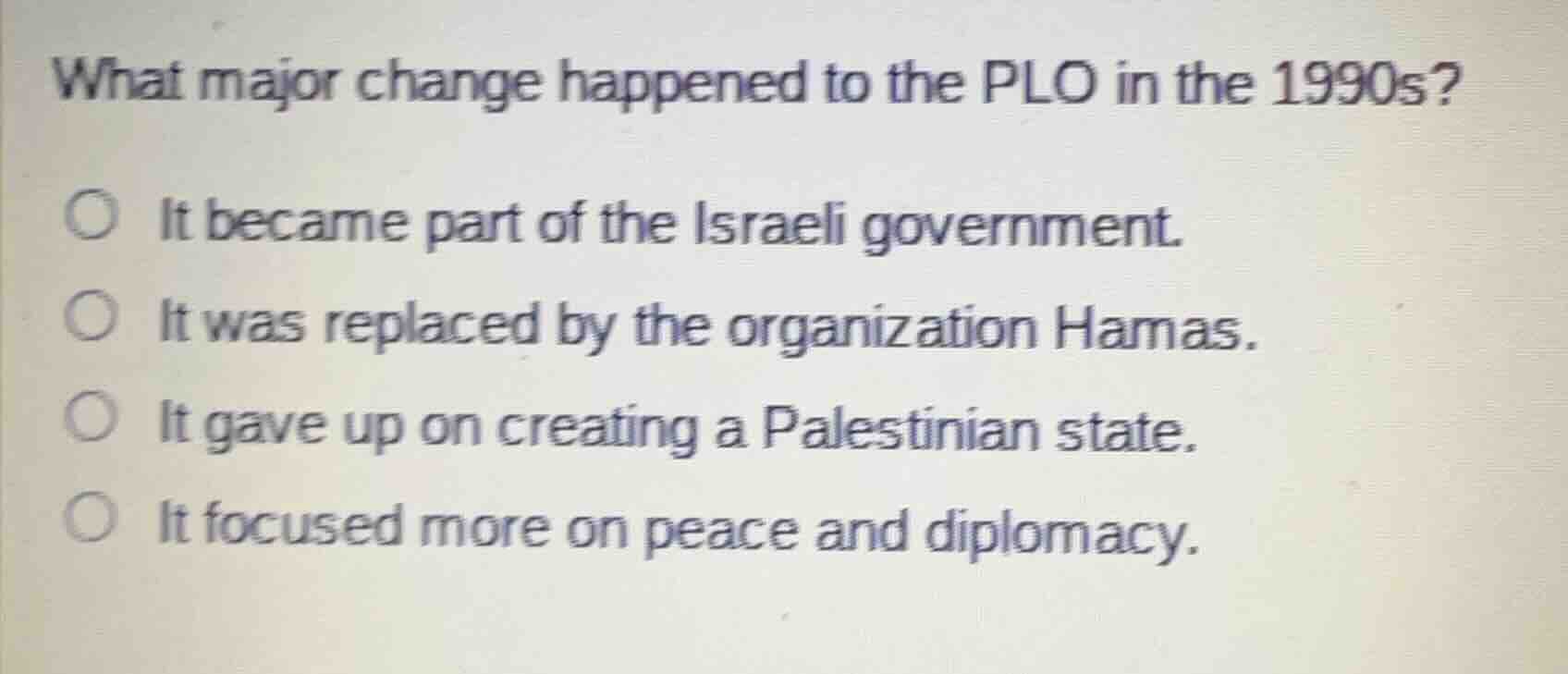 what major change happened to the plo in the 1990s? it became part of t…