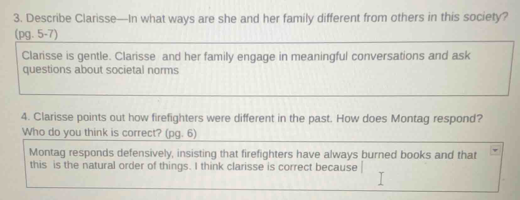3. describe clarisse—in what ways are she and her family different from…