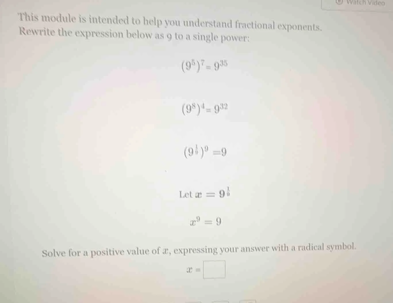 this module is intended to help you understand fractional exponents. re…