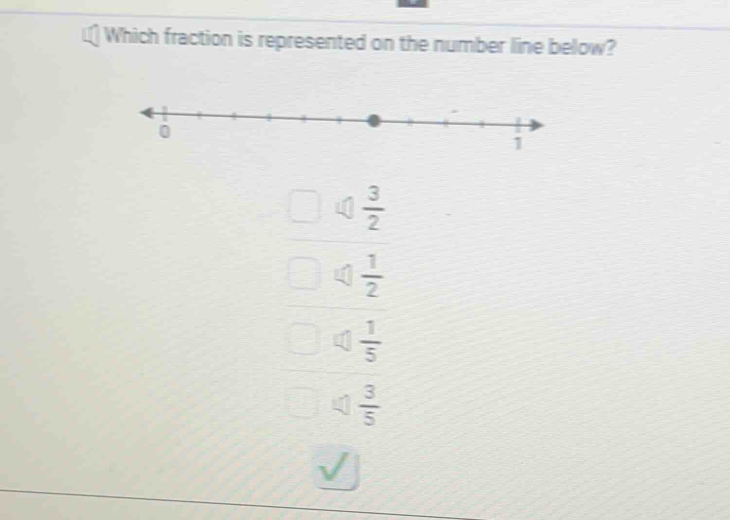 which fraction is represented on the number line below? options: $\frac…