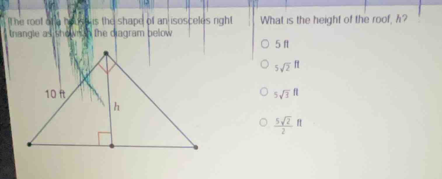 the roof of a house is the shape of an isosceles right triangle as show…