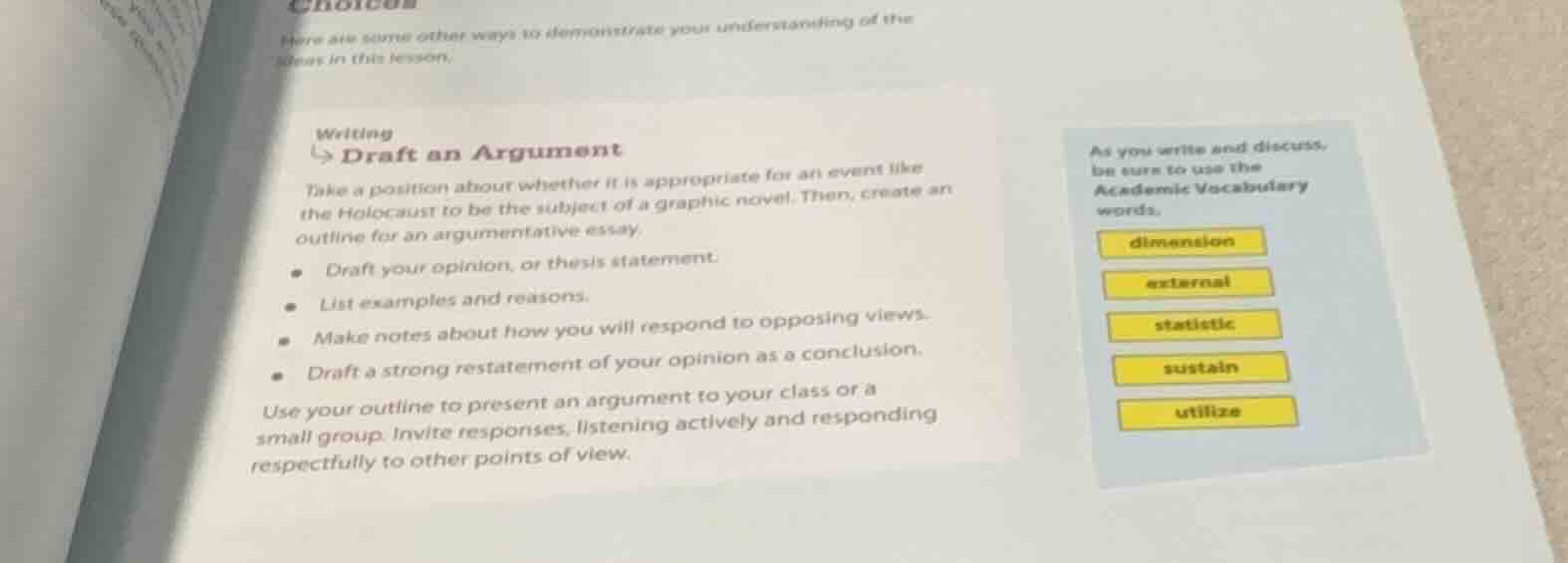 here are some other ways to demonstrate your understanding of the ideas…