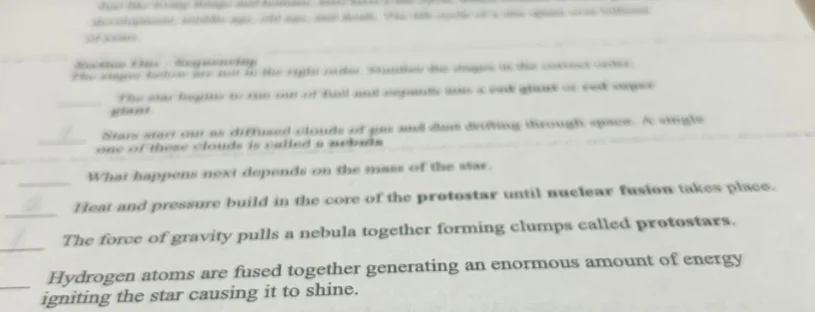 section has: sequencing the steps below are not in the right order. slu…