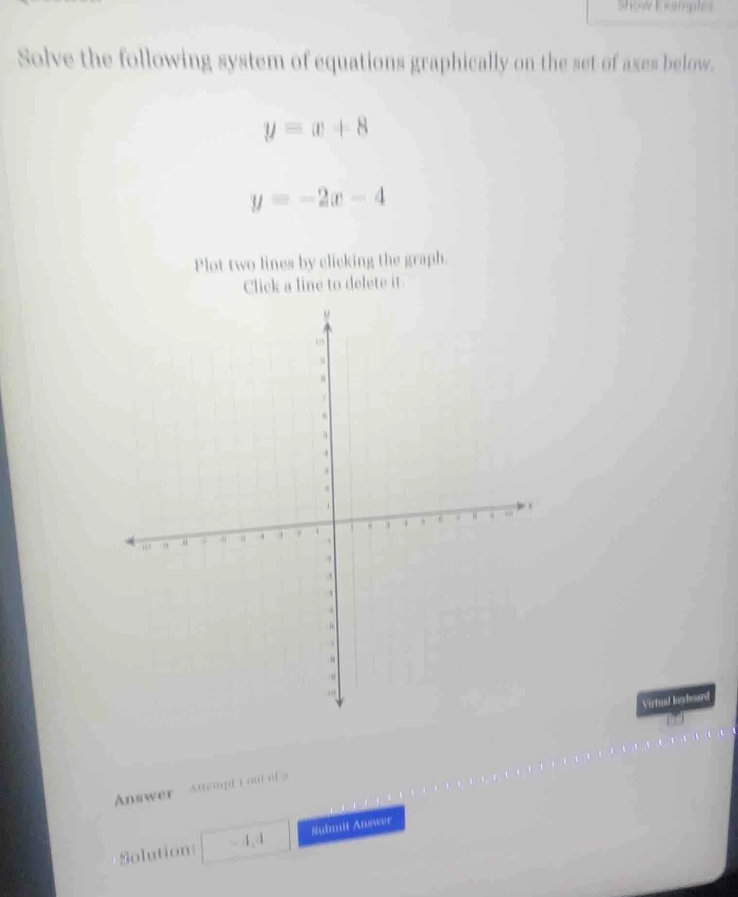 solve the following system of equations graphically on the set of axes …