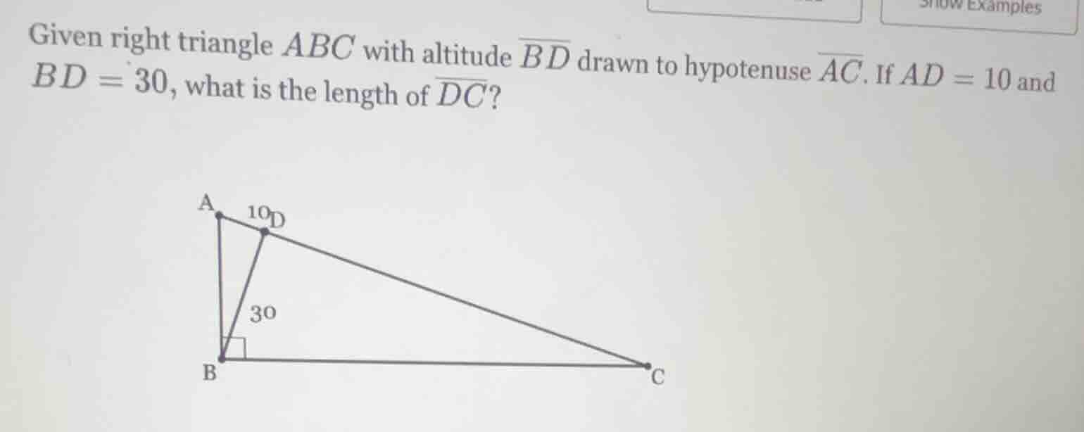 given right triangle abc with altitude \\(\\overline{bd}\\) drawn to hy…