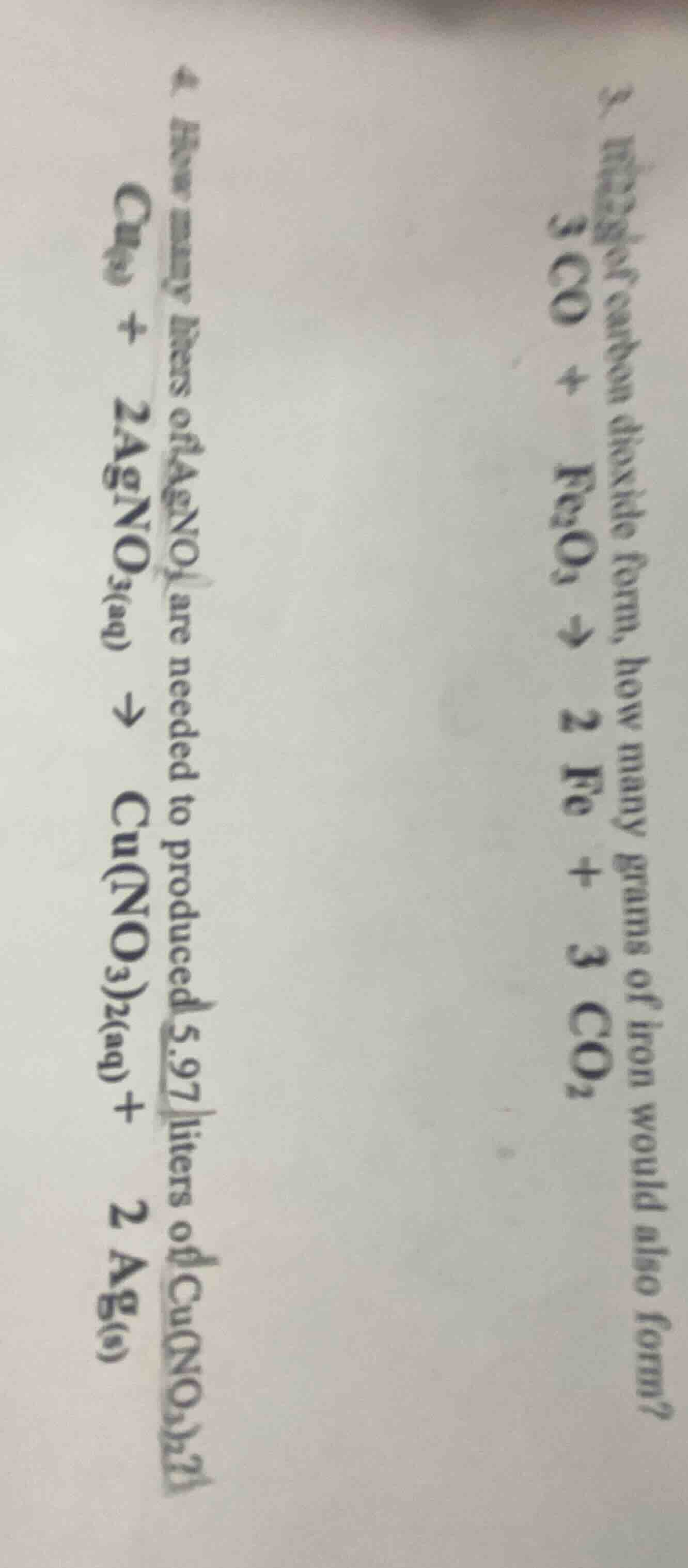 2. how many grams of carbon dioxide form, how many grams of iron would …