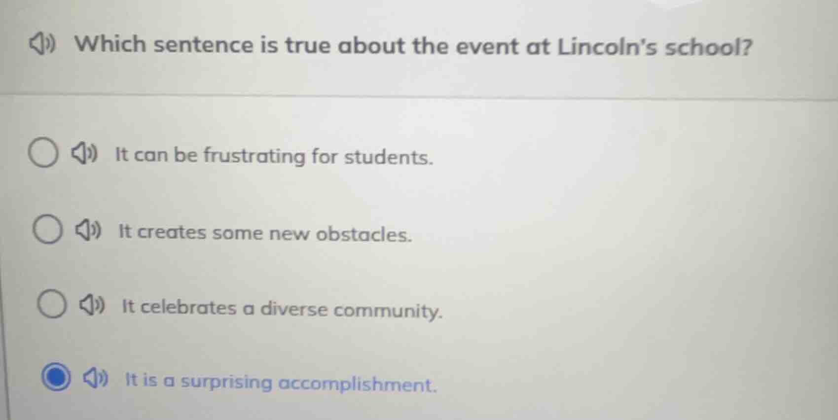 which sentence is true about the event at lincoln’s school? it can be f…