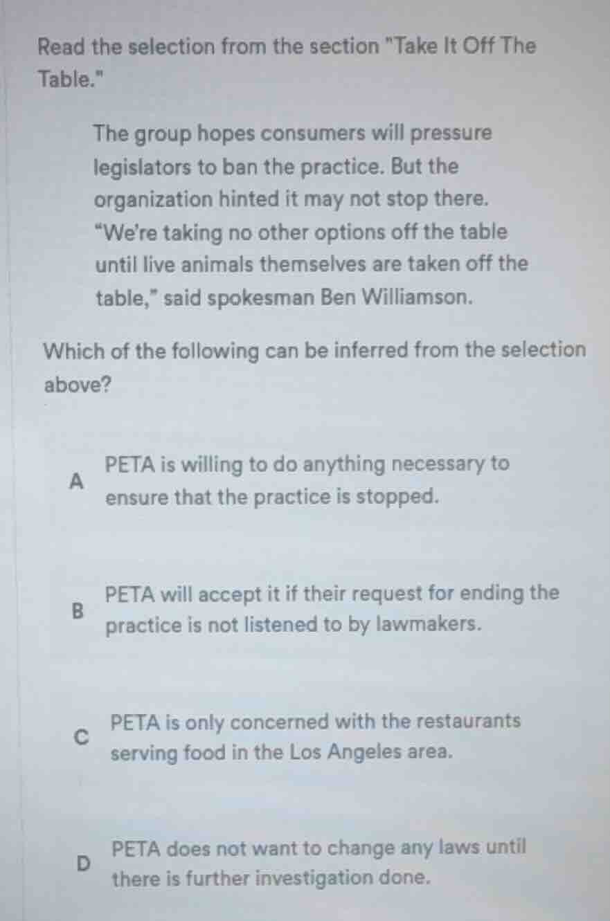 read the selection from the section \take it off the table.\ the group …