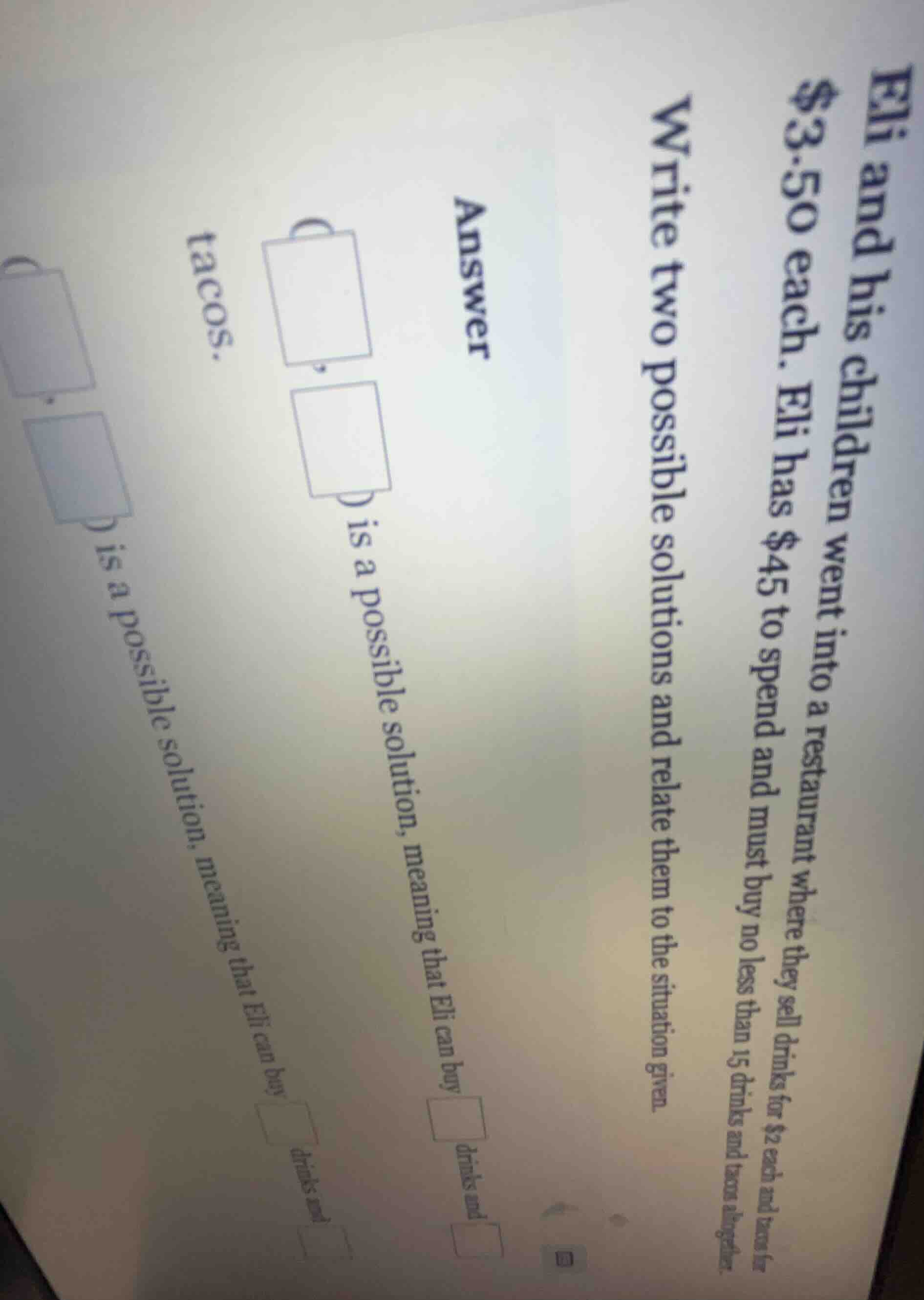 eli and his children went into a restaurant where they sell drinks for …