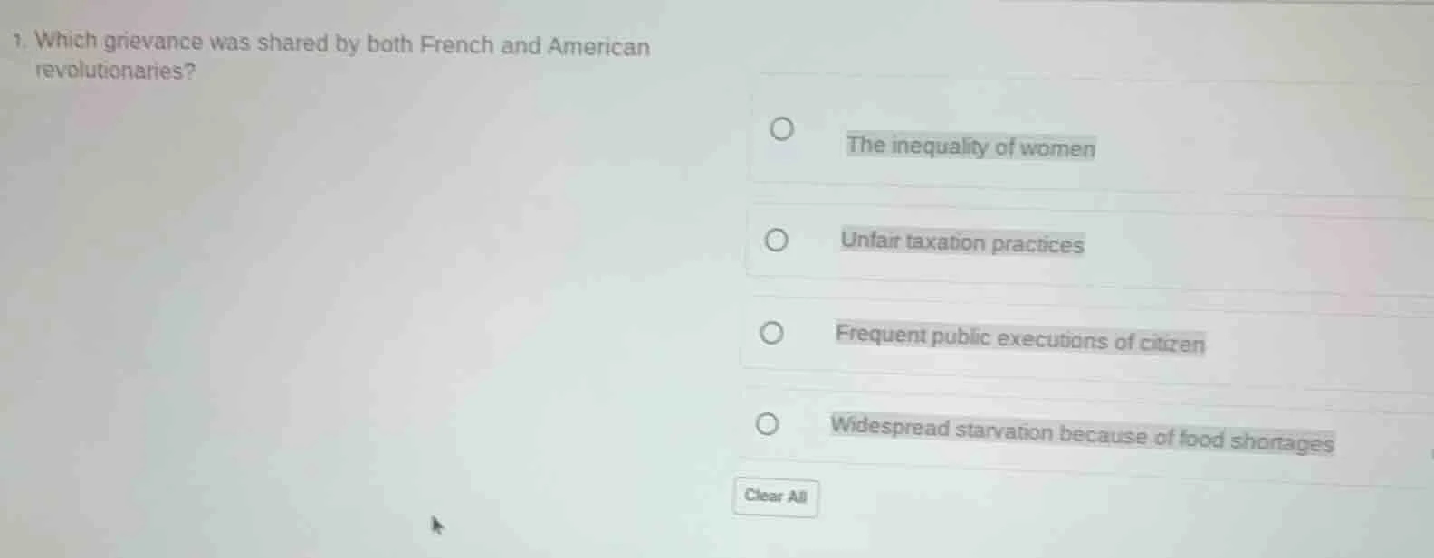 1. which grievance was shared by both french and american revolutionari…