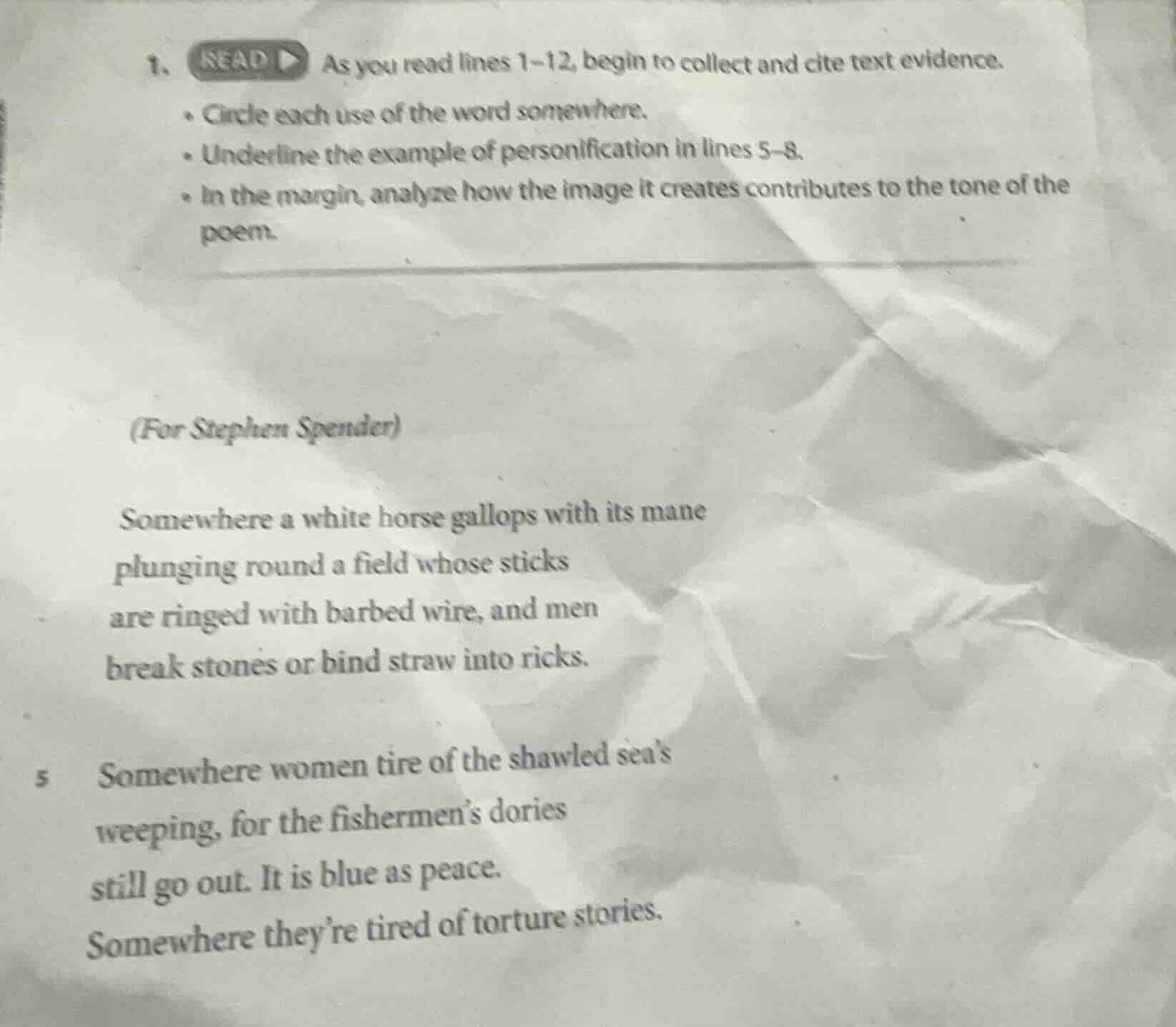 1. read as you read lines 1–12, begin to collect and cite text evidence…