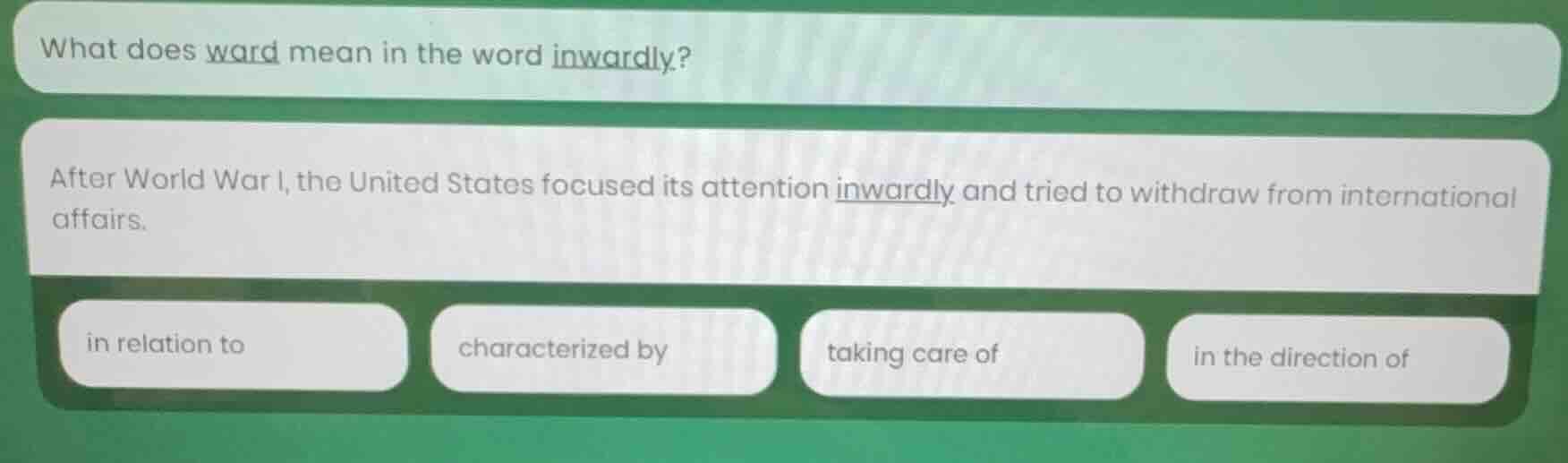 what does ward mean in the word inwardly? after world war i, the united…