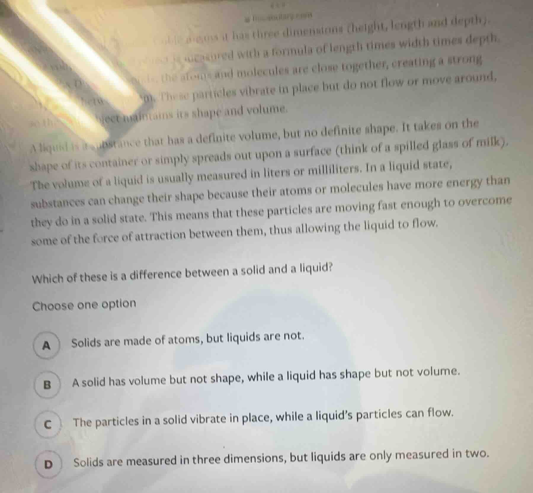 a solid has three dimensions (height, length and depth), and its volume…