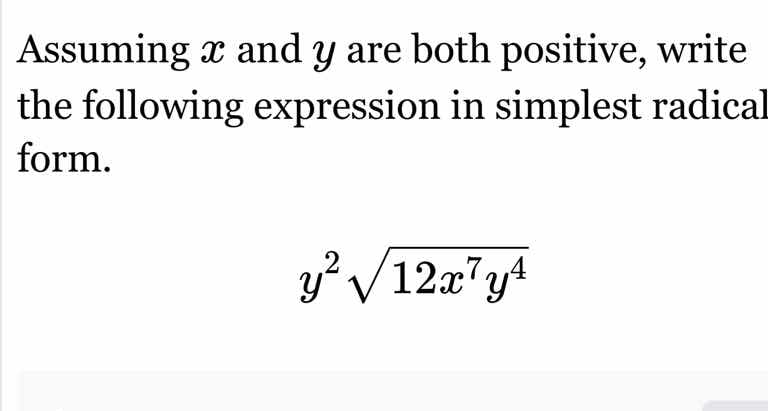 assuming ( x ) and ( y ) are both positive, write the following express…