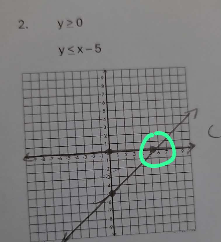 2. \\( y \\geq 0 \\)\\( y \\leq x - 5 \\)