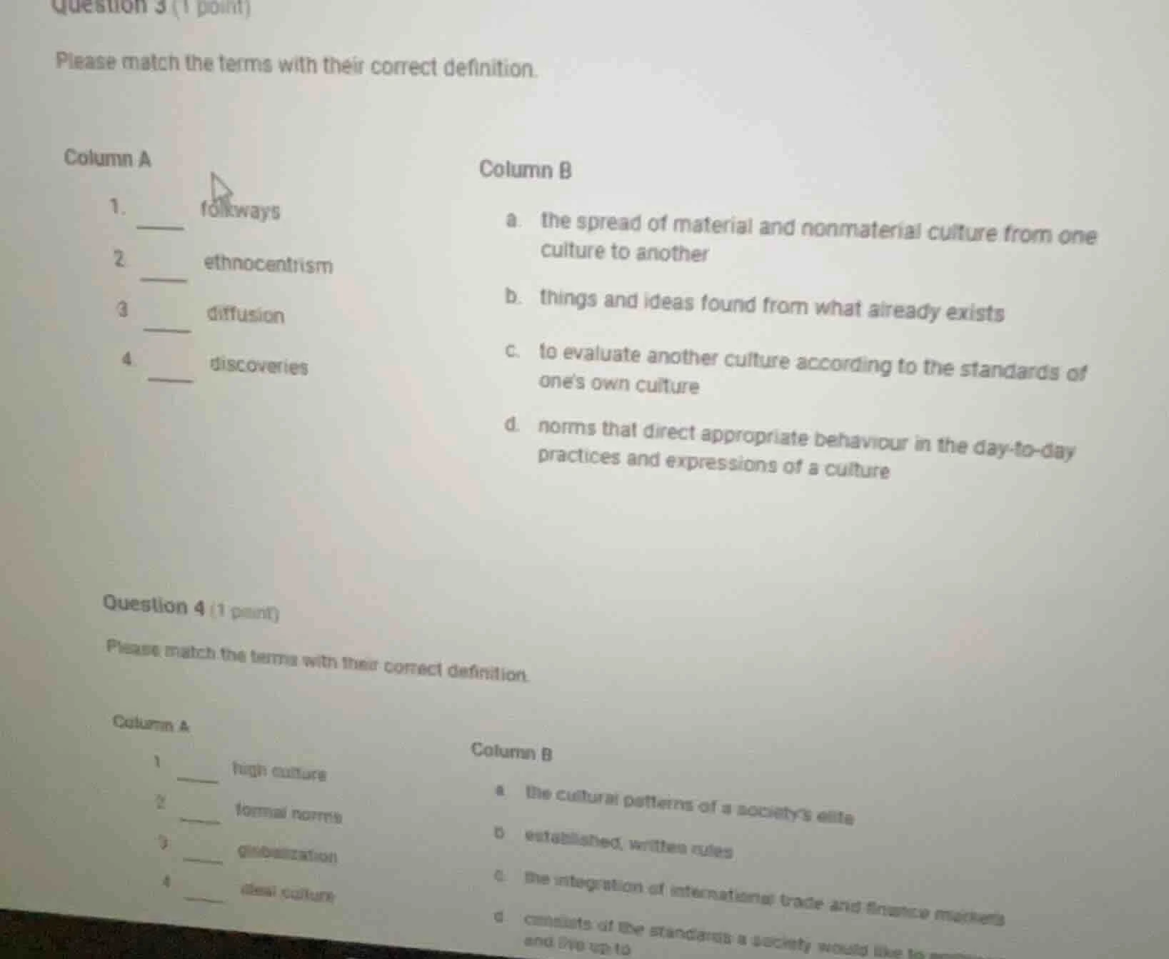 question 3 (1 point) please match the terms with their correct definiti…