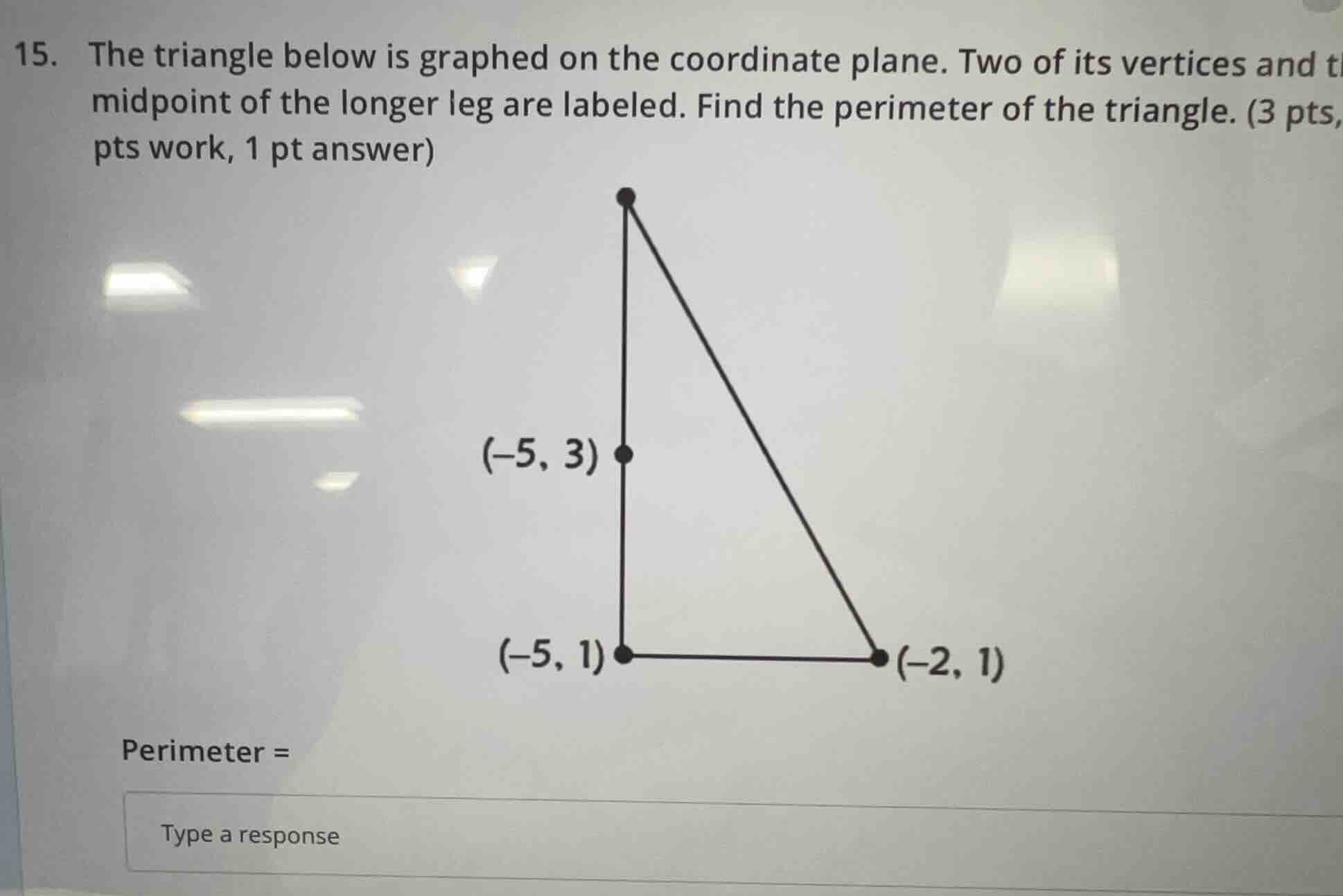 15. the triangle below is graphed on the coordinate plane. two of its v…