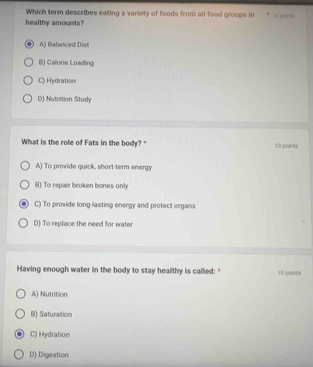 which term describes eating a variety of foods from all food groups in …