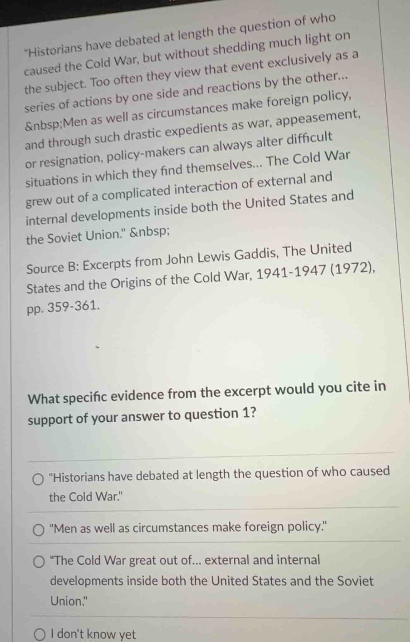 historians have debated at length the question of who caused the cold w…