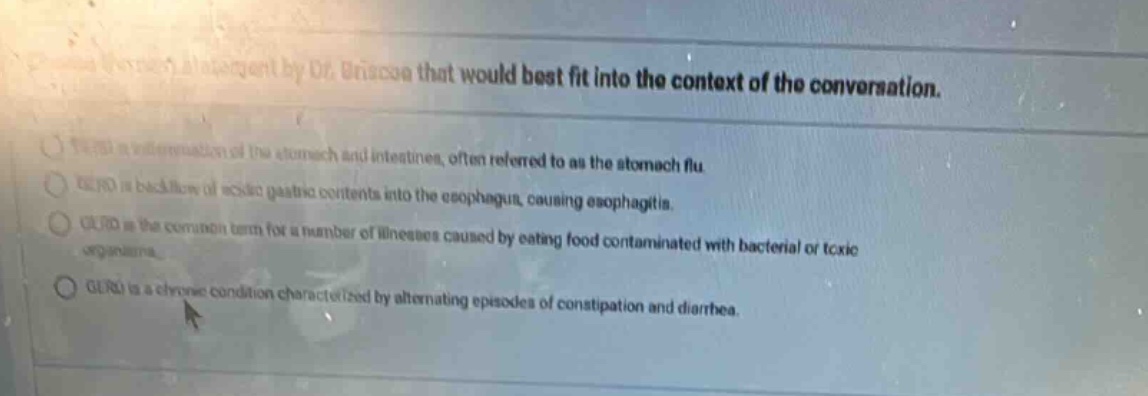 statement by dr. brissa that would best fit into the context of the con…