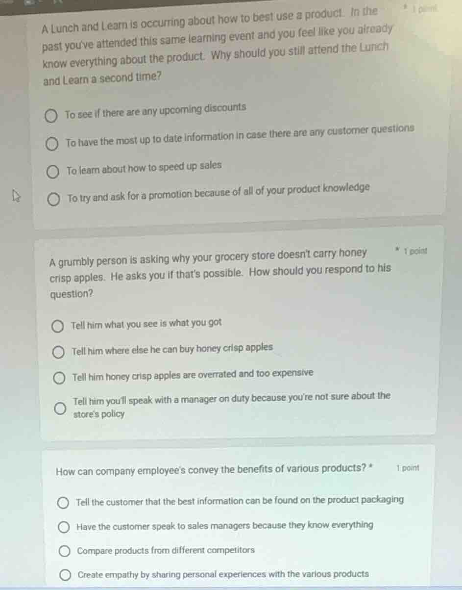 a lunch and learn is occurring about how to best use a product. in the …