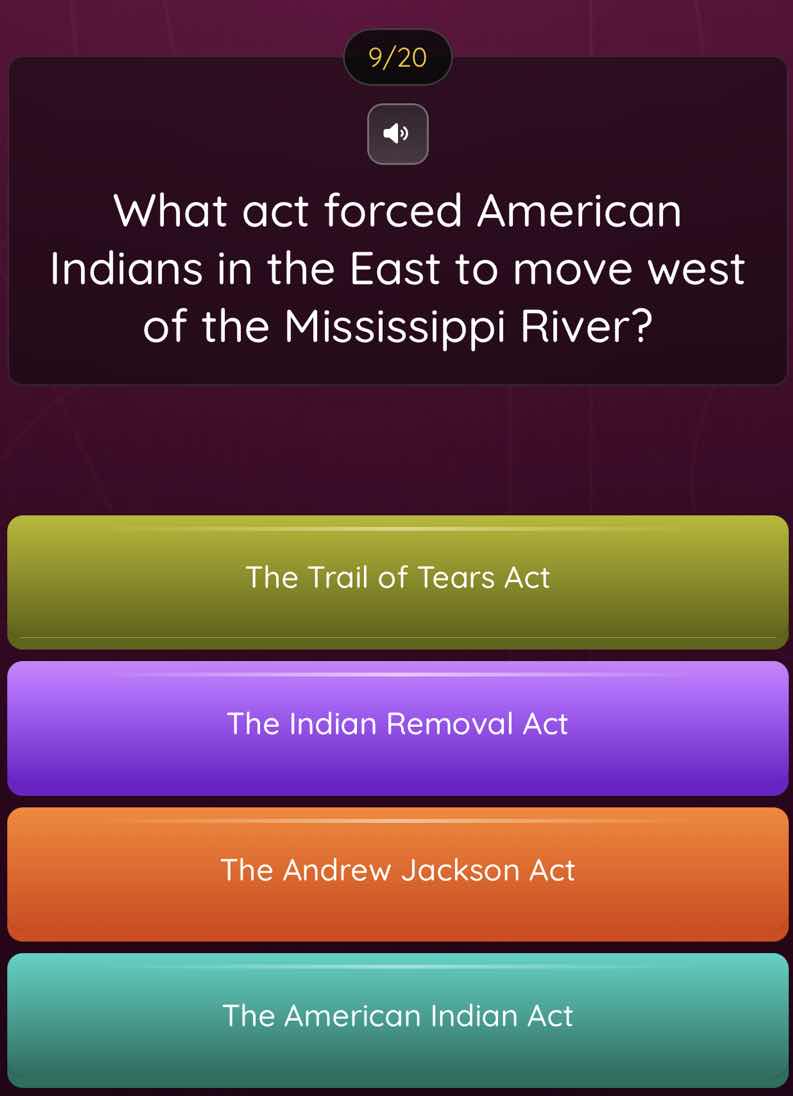 what act forced american indians in the east to move west of the missis…