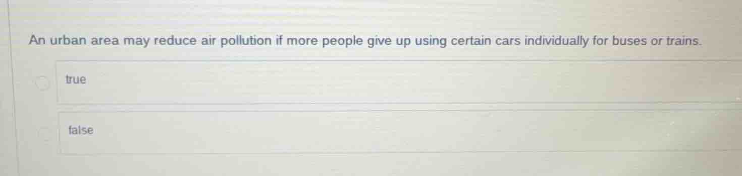 an urban area may reduce air pollution if more people give up using cer…