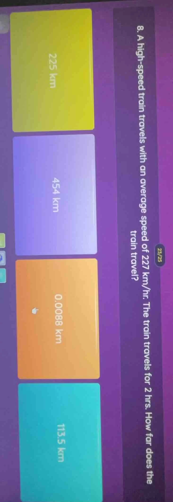 8. a high - speed train travels with an average speed of 227 km/hr. the…