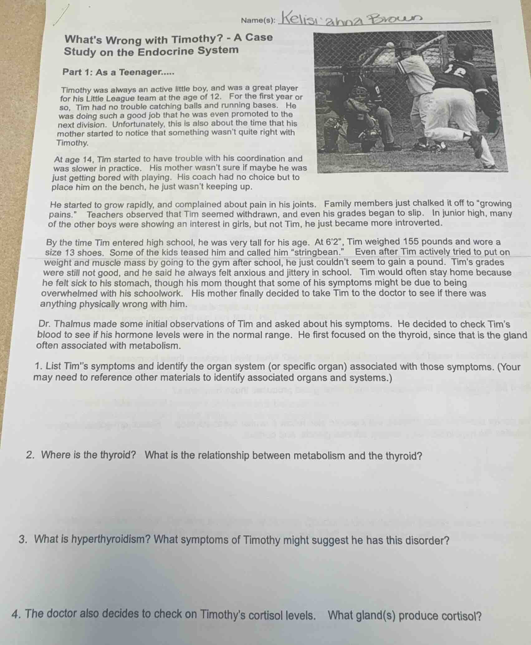 name(s): kelisi anna brown whats wrong with timothy? - a case study on …