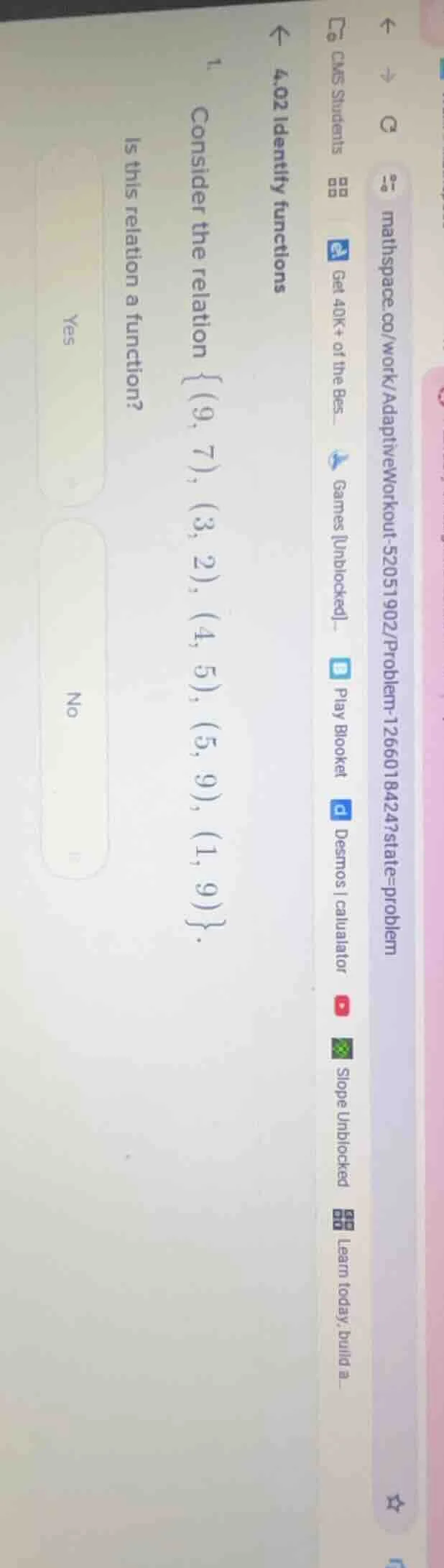 1. consider the relation \\{ (9, 7), (3, 2), (4, 5), (5, 9), (1, 9)\\}.…