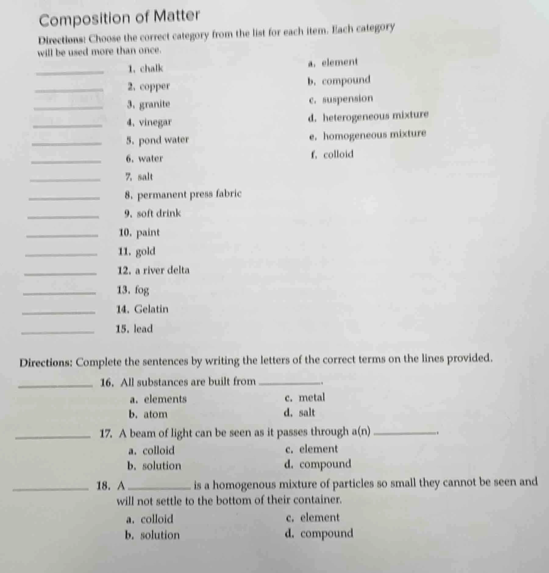 composition of matter directions: choose the correct category from the …