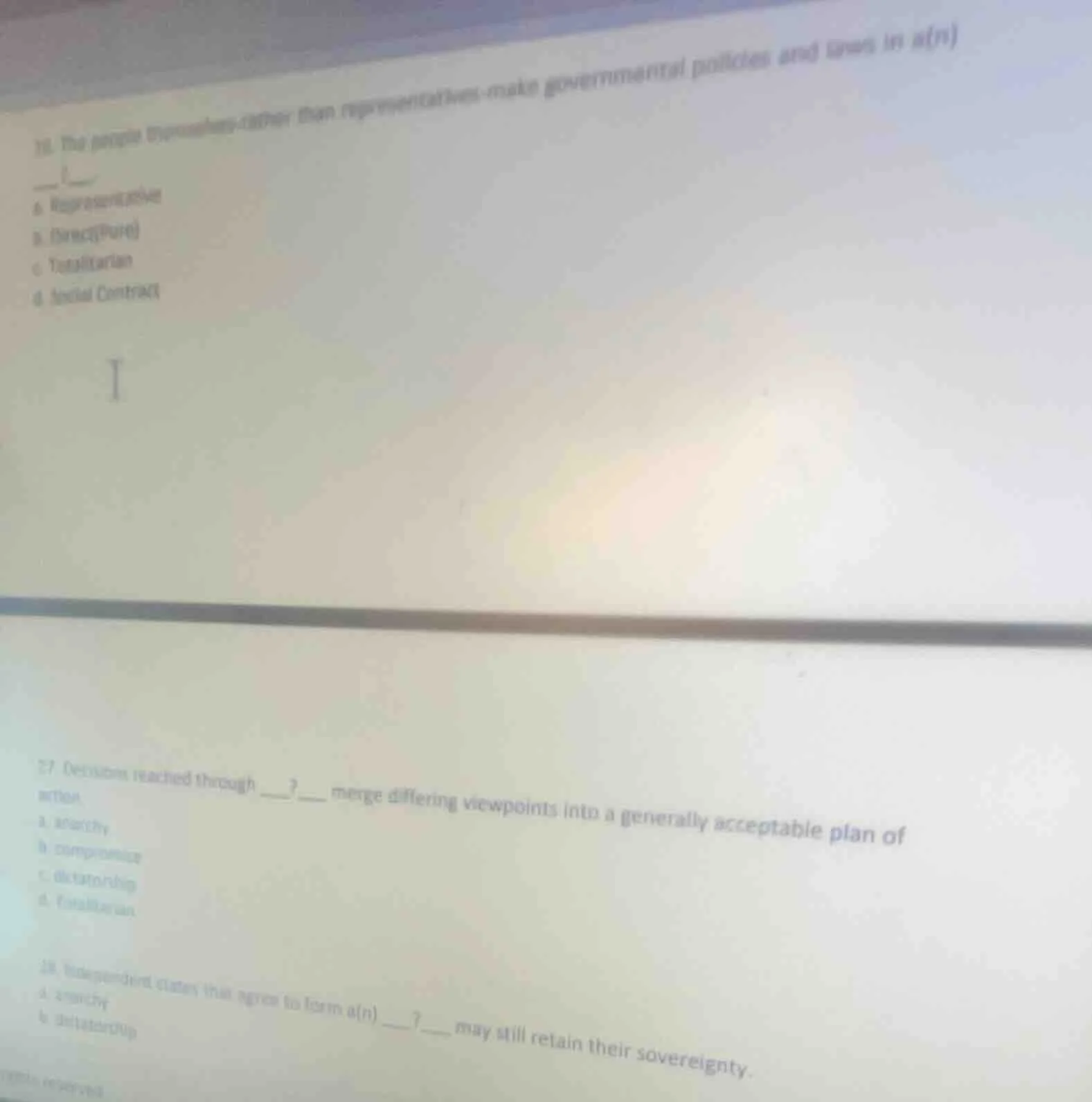 26. the people (themselves rather than representatives) make government…