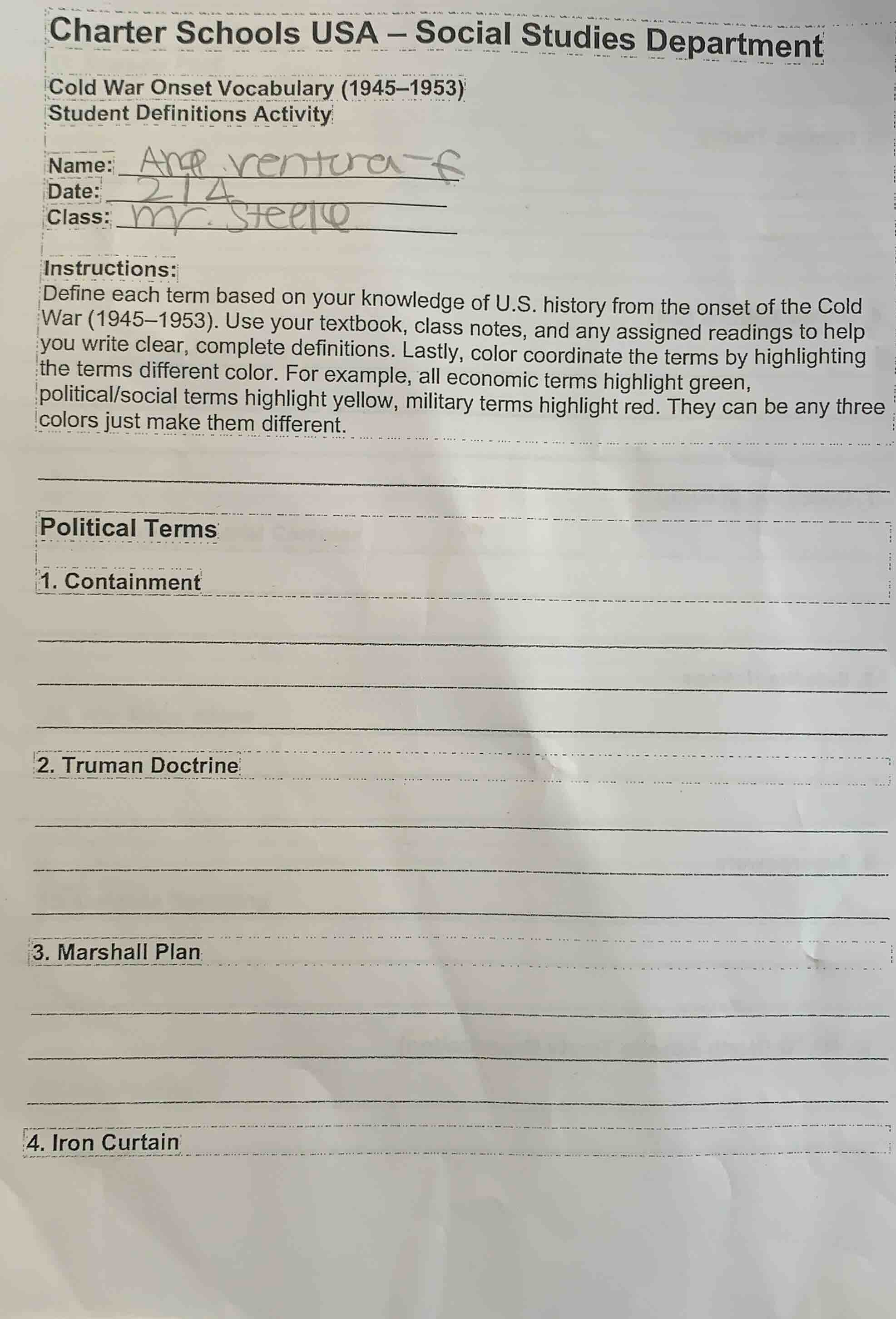 charter schools usa – social studies department cold war onset vocabula…