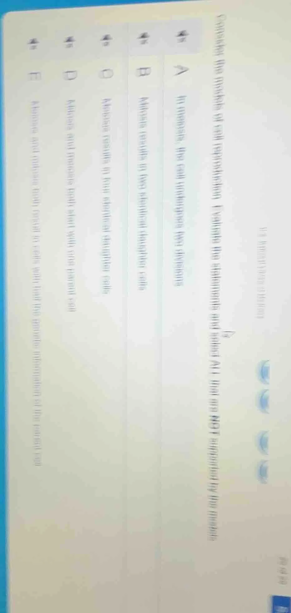 consider the models of cell reproduction. evaluate the statements and s…