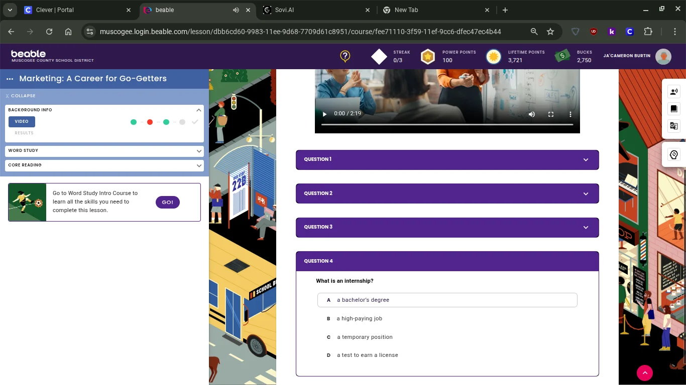 what is an internship? a a bachelors degree b a high - paying job c a t…