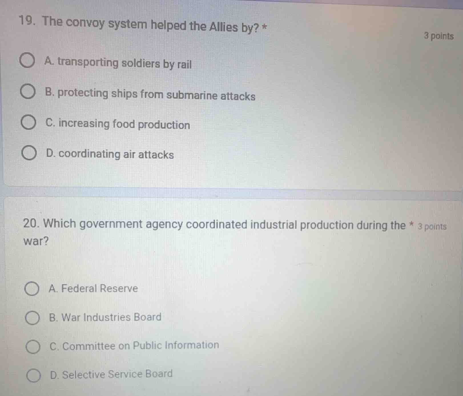 19. the convoy system helped the allies by? * a. transporting soldiers …