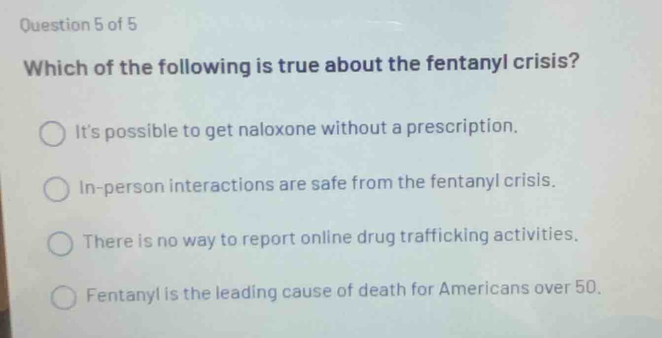 question 5 of 5 which of the following is true about the fentanyl crisi…