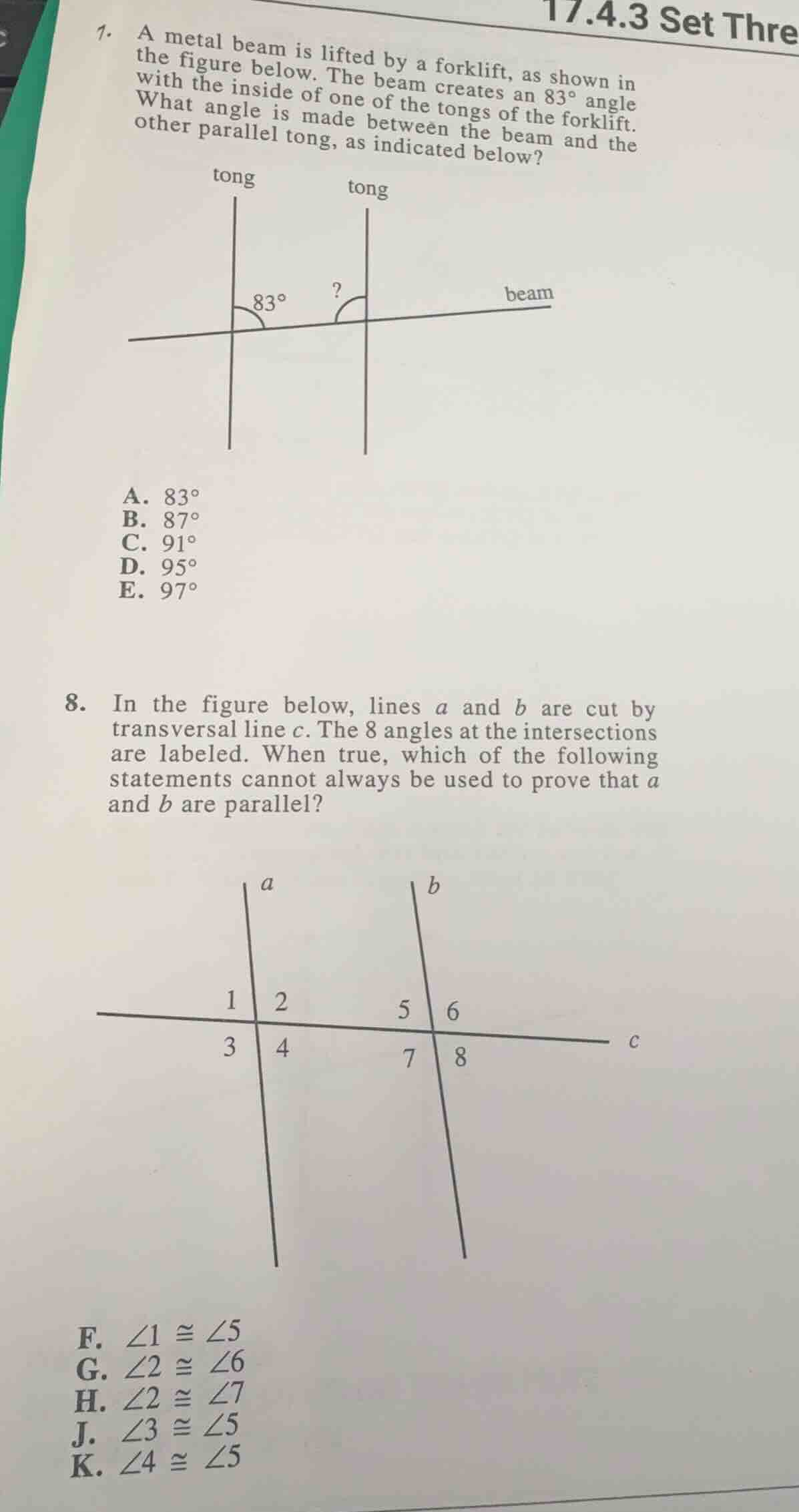 7. a metal beam is lifted by a forklift, as shown in the figure below. …