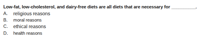 low - fat, low - cholesterol, and dairy - free diets are all diets that…