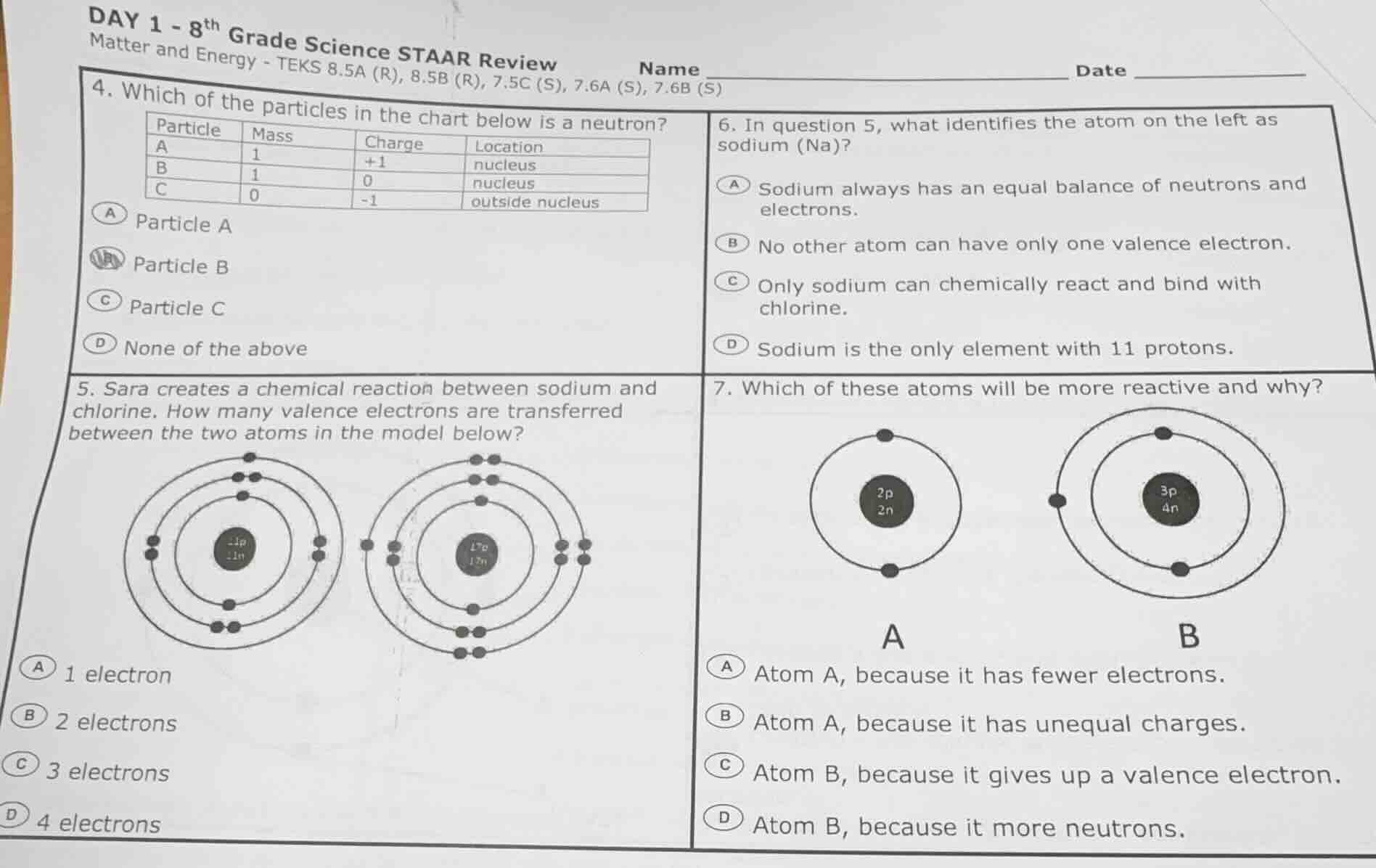 day 1 - 8th grade science staar review matter and energy - teks 8.5a (r…