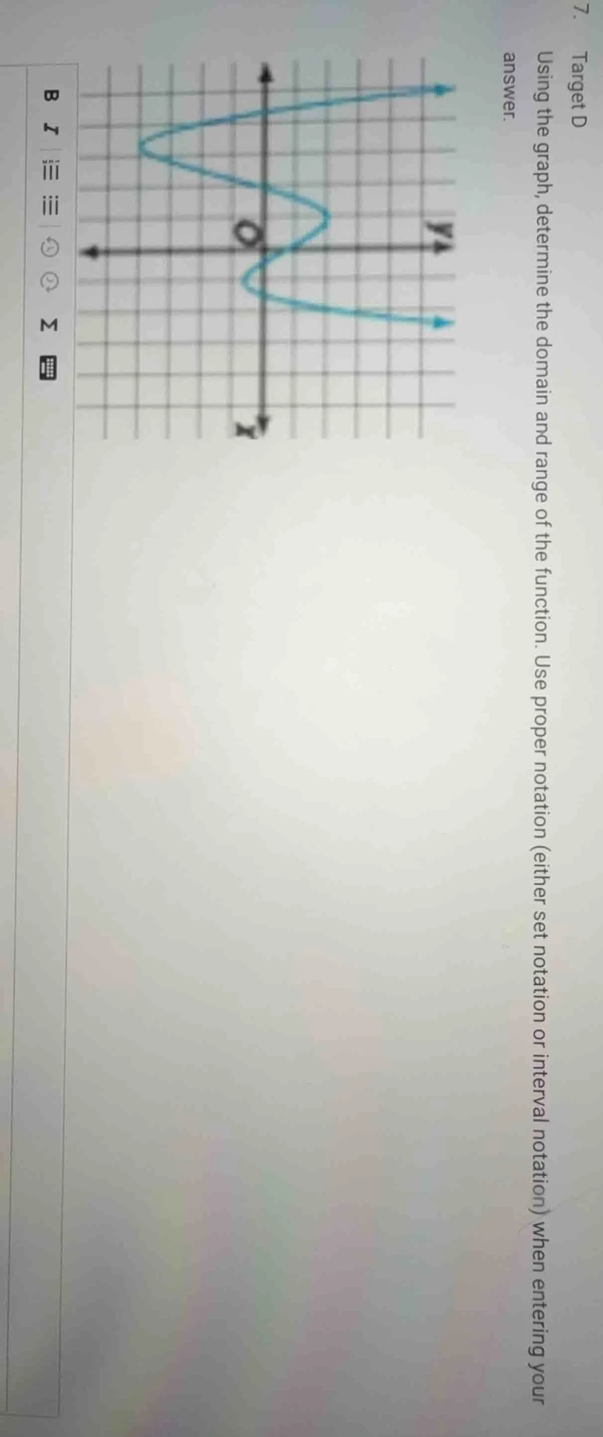 7. target d using the graph, determine the domain and range of the func…